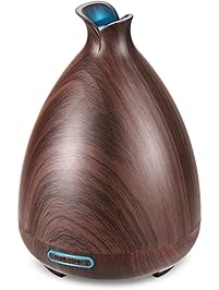 URPOWER Essential Oil Diffuser 130ml Wood Grain Ultrasonic Aromatherapy Oil Diffuser with Adjustable Mist Mode Waterless Auto Shut-off humidifier and 7 Color Changing LED Lights for Home Office Baby