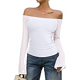 REORIA Off The Shoulder Tops for Women Tube Double Lined Mesh Going Out Shirts 2025 Fall Fashion Trendy Tops