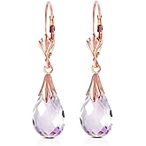Galaxy Gold GG 6 Carat 14k Solid Rose Gold Leverback Earrings with Natural Briolette Amethysts