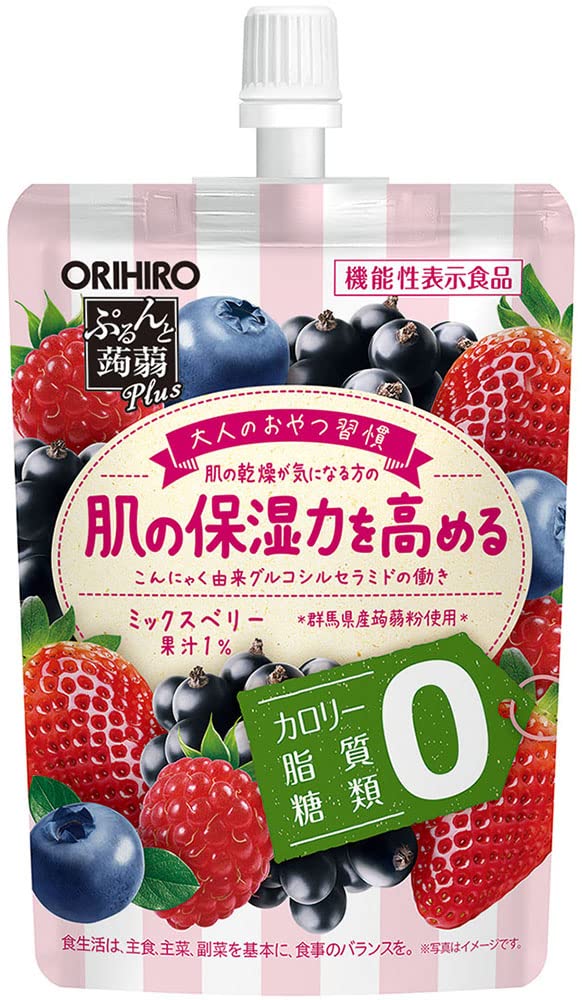 ORIHIRO(オリヒロ) ぷるんと蒟蒻Plus ミックスベリー味 130g×8個 機能性表示食品 こんにゃく由来グルコシルセラミド商品画像