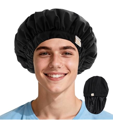 Amazon.com: 2 Pack Silk Satin Hair Bonnet for Men  display picture 1