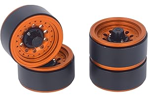 RC Beadlock Wheels, Durable Aluminum Alloy 1.9 Inch Gold Rim Set for Off-Road RC Trucks, Scale Modeling Enthusiasts and Hobby
