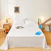 Waterproof Bed Sheet - Cotton Breathable Flat Bed Sheets Ideal for Hotels and Hospitals for Bed Couch Machine Washable (White,King/Cal King-235 x 270 cm)