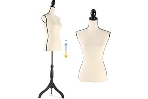 HOMBOUR Female Mannequin Body, Sewing Mannequin Torso Dress Form, Adjustable Mannequin with Stand for Display Dressmaker (Beige)