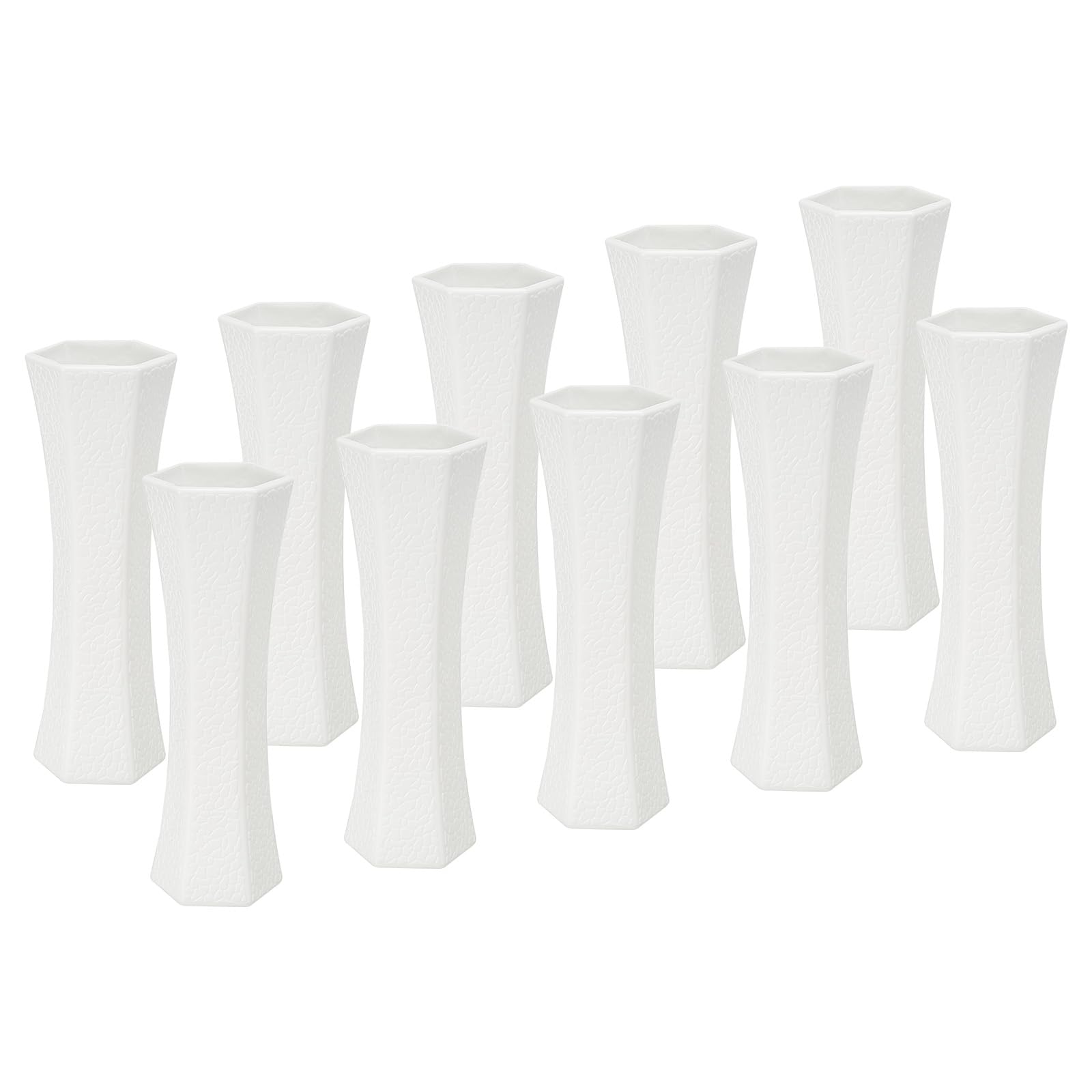 PATIKIL Flower Vase, 10 Pack Plastic Vase Ceramic Look Small Tall Floral Vase Unbreakable Bud Vases Table Centerpieces for Home Room Decor, White