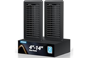 BYEWIRE Floor Register, Heavy Duty Steel Walkable Floor Vents 4x14, Easy Adjust Air Supply Lever, Vent Covers for Home Floor, 2 Pack Black