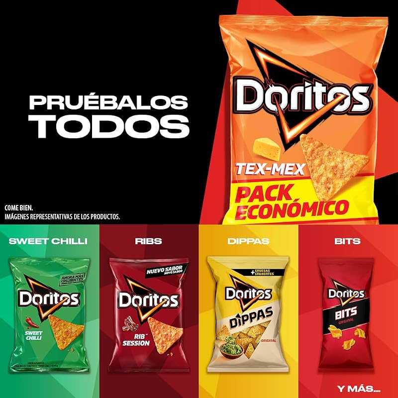 Tex Mex, Nachos con sabor a queso, Producto de Aperitivo, bolsa familiar, 225 gr