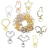 BOSOIRSOU 81 pcs Spring Snap Keychain Clip, Swivel Lobster Clasp Metal Swivel Clip Snap Hook Key Ring with Chain for Jewelry Making Crafts DIY Bag Key Chains
