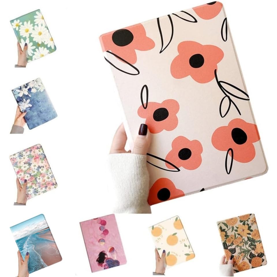 Floral Case for iPad Air 5th 4th Generation 10.9 inch Case Flower Pattern Cute Slim Leather Folio Smart Cover with Pencil Holder Auto Sleep/Wake