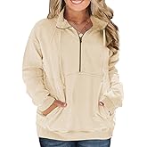 VISLILY Plus-Size-Sweatshirts for Women Oversized Half Zip Pullover Casual Long Sleeve Sweater Dressy Tops with Pocket XL-5XL