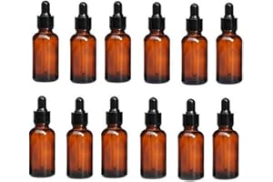 ericotry 12PCS 20ml 0.67oz Empty Refillable Amber Glass Essential Oil Bottle Vial Container with Glass Pipette Dropper For Essential Oils other Liquids Pack of 12