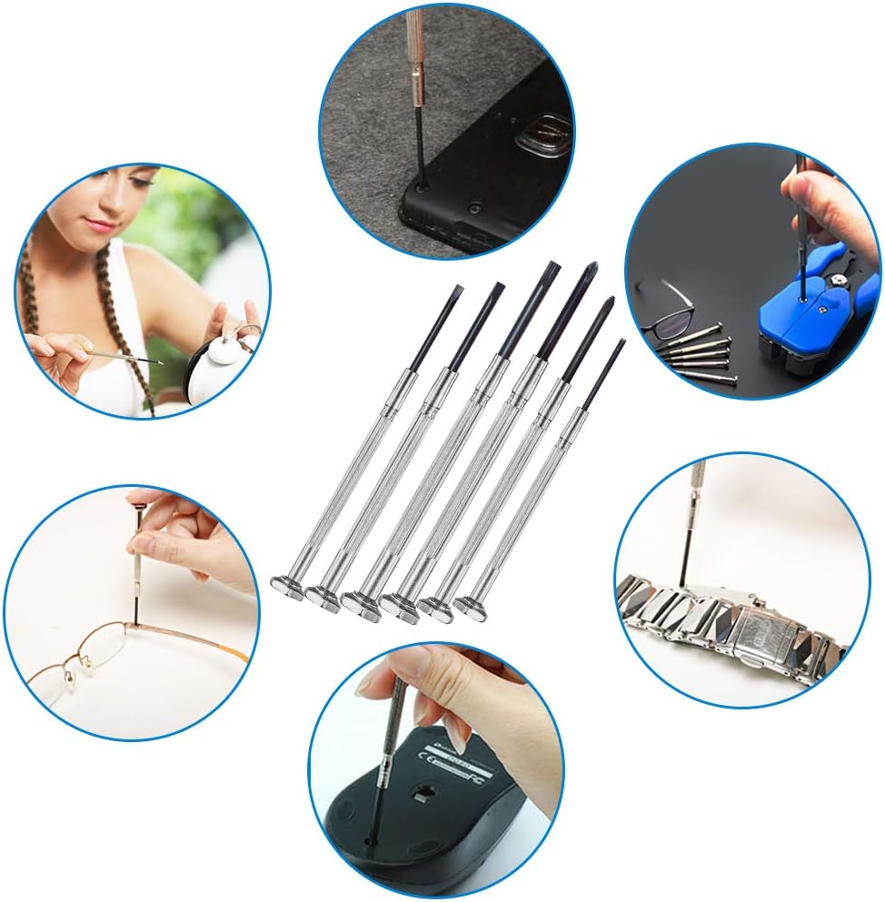 6PCS Mini Screwdriver Set with Case, Precision Screwdriver Kit with 6 Different Size Flathead and Phillips Screwdrivers, Perfect mini Screwdriver Bits for Jewelry, Watch, Eyeglass Repair.: Home Improvement