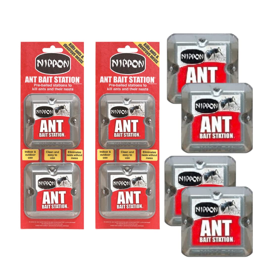 Ant killer | 4 pk Indoor & Outdoor ant killer bait station | Nippon ant bait station | ant bait and traps - clean and easy to use nippon ant killer | Strong ant control bait for long lasting effect