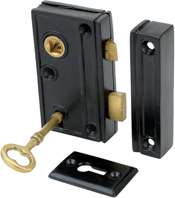 A29 Hardware 1 3/8 Inch Back Set Narrow Screen Door Rim Lock, Black