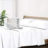 Mayfair Linen 100% Cotton Sheets King Size Bed Set - 500 Thread Count Sheets King Size 4 PC Set (White), Soft, Cooling, Hotel-Quality 16" Deep Pocket Cotton Bedsheet for Hot Sleepers