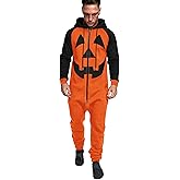 COOFANDY Mens Jumpsuit Onesie Rompers Drawstring Hooded Full Zip One Piece Tracksuit with Pockets