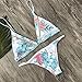 Amiley Women Printing flower Padded Bra Beach Halter Bikini two pieces Set Swimwear (S, White)