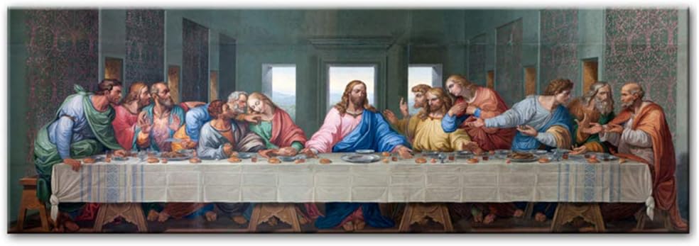Last Supper Canvas Art Paintings Reproductions Classical Wall Art Canvas Prints by Da Vinci Christian Decorative Wall Pictures -50x150cm No Frame