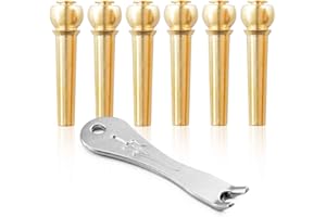Koldot Brass Guitar Bridge Pins for Acoustic and Electric Guitar 6PCS Bass Guitar Bridge Pins with Guitar Pins Puller Guitar DIY Replacement Parts Gold
