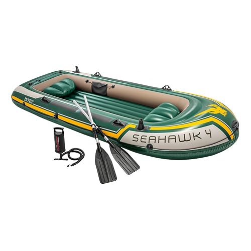 Intex Seahawk 4, 4Person Inflatable Boat Set with Aluminum Oars and