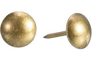 uxcell Upholstery Tacks Nail Pins Furniture, 25Pcs 11x17mm Thumb Tack Pins Assortment Kit Carbon Steel for Home Sofa DIY Decorative Nail Heads Nails, Yellow Bronze