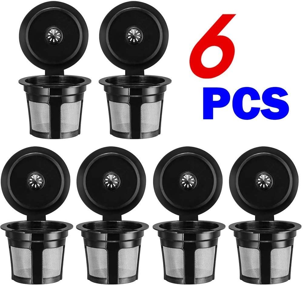 Reusable K Cups For Keurig 2.0 & 1.0 Brewers Universal Fit For Easy To Use Refillable Single Cup Coffee Filters 6pcs