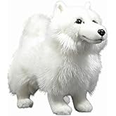 FRANKIEZHOU Realistic Samoyed Stuffed Animal-White 12",Dog Plush Toy, Soft,Girl Toys,Gifts for Kids