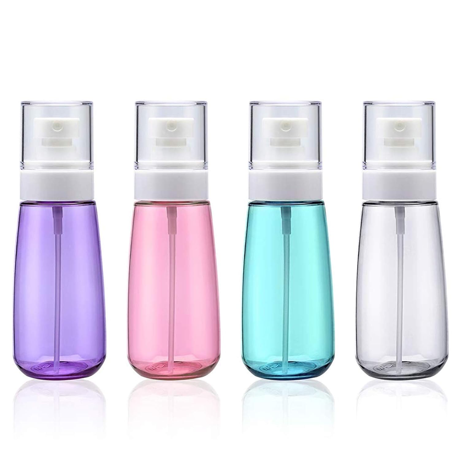 Fine Mist Spray Bottle 3.4oz/ 100ml Empty Cosmetic Refillable Travel Containers Plastic Hair Spray Bottle Sprayer for Perfume Skincare Makeup Lotion (4color)