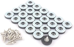 CSFMC Teflon Furniture Sliders Pads(24 Pack 7/8 inch(22mm) Base),Table/Chair/Cabinet/Sofa Small Size PTFE Glides,Stainless Steel Screw on Protect The Floor,Heavy Duty Sliding Block for Furniture