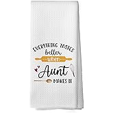 XPH Aunt Gifts Kitchen Dish Towels, Christmas Birthday Gifts for Auntie Women, Thank You Gift for Aunts from Nephew and Niece, Aunty Hand Towel Kitchen Tea Towels Decorations, 16x24inch