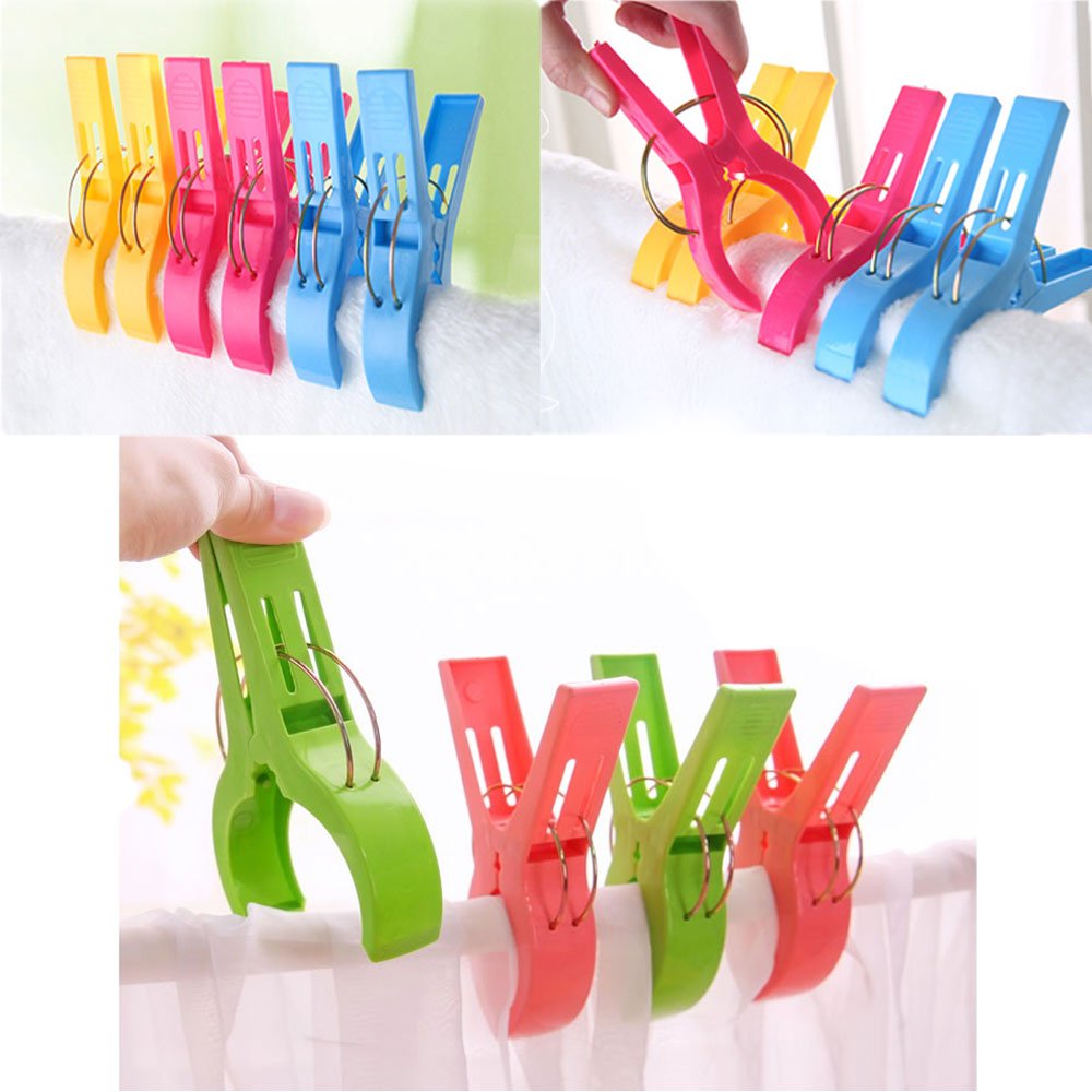 Strandtuch Clips, July Miracle 12pcs große winddichte Kunststoff Badezimmer Handtuch Clips, Quilt Clamps Wäscheklammern für Pool Stühle, Wäsche, Liegen und Sonnenliegen