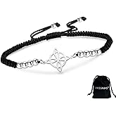 VASSAGO Witches Knot Bracelet for Women Men Stainless Steel Magic Celtic Knot Adjustable Colored Beaded Braided Witch Knot Bracelets String Wiccan Witchcraft Jewelry