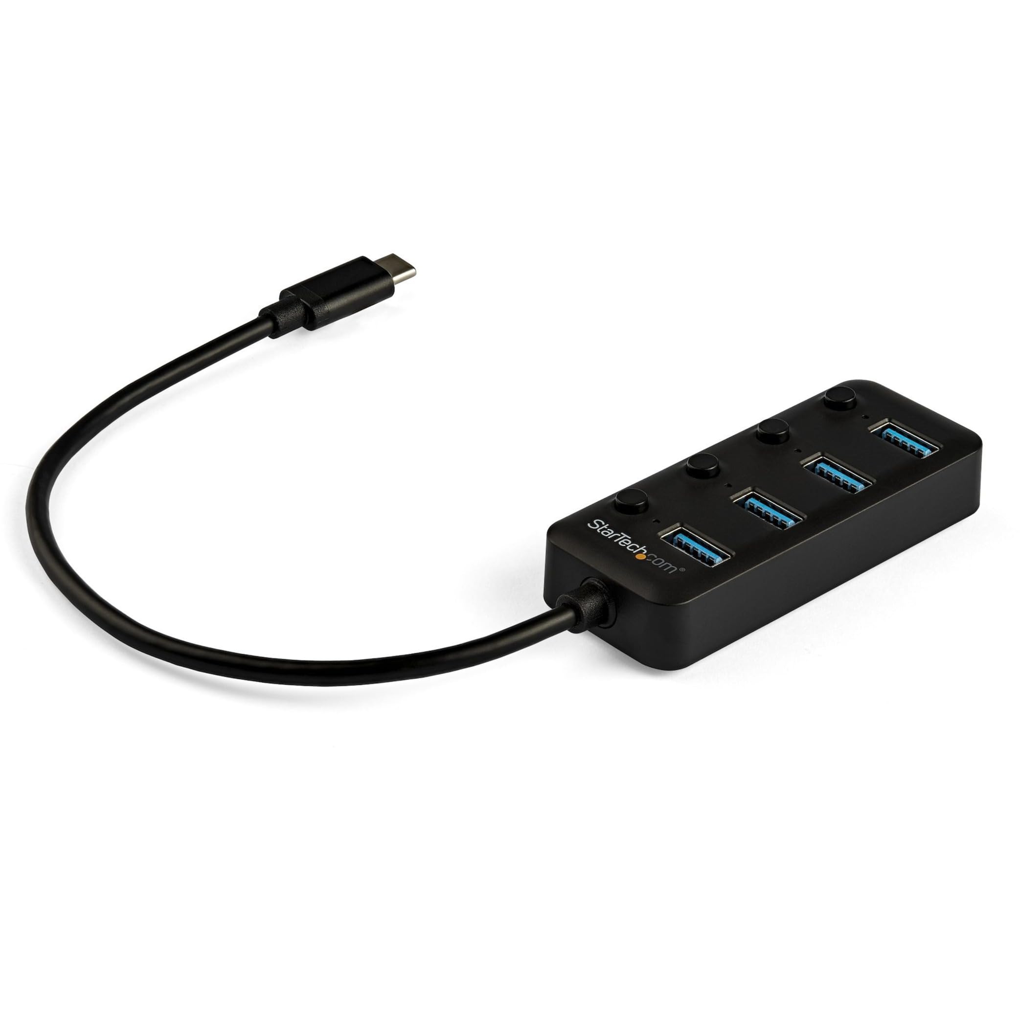 StarTech 4 Port Bus Powered USB C Hub with Individual On-Off Switches, USB 3.0 (5Gbps) Expansion Hub, Desktop,Laptop USB-C to USB-A Splitter