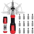 SHARDEN Ratcheting Screwdriver 13-in-1 Multibit Screwdriver All in One Screwdriver Set with Phillips, Flat Head, Torx Security, Hex, Robertson, 180 Degree Pivoting Adjustable Angled Screw Driver Set