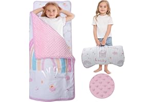 KNOIER Extra Large Toddler Nap Mat with Pillow and Blanket, 55.1''x 23'' Soft Toddler Sleeping Mat, Portable Nap Mats for Daycare, Preschool