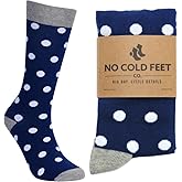 No Cold Feet Men’s Blue Dress Socks – Classic Soft Crew Dress Socks, All-Day Comfort for Work, Business or Weddings