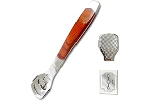 KOOTINN Foot Care Pedicure Callus Shaver with Wood Handle - Hard Skin Remover Including 10 Blades