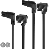 2-Pack AC Power Cord 2 FT, IEC C7 Figure 8, 2 Prong Replacement TV Cable | Right Angle, Compatible with Samsung LG TCL Sony Apple Sharp Insignia Toshiba TV PS5/PS4/PS3 Xbox Series S/Series X/Xbox One