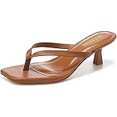 LULLASONG Women's Kitten Heels Sandals Square Open Toe Flip Flop Heels 1.8-2 Inch Heeled Sandals for Women