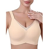 Seamless Bras for Women Full Coverage No Underwire Scalloped Push Up Bras Soft Wireless Comfort Bralettes