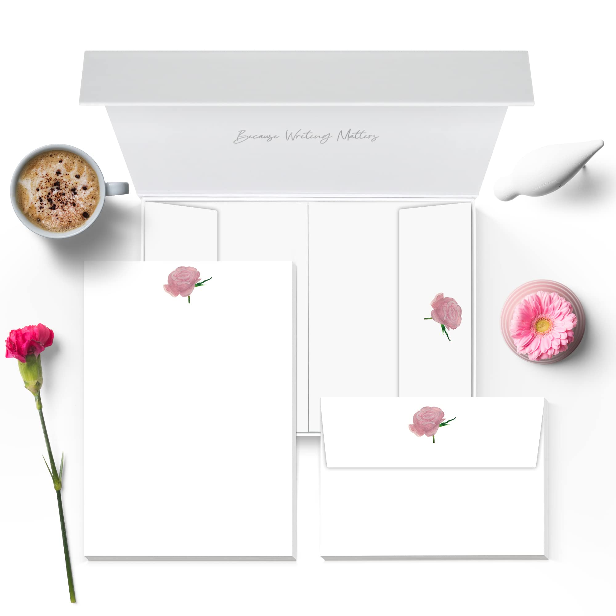 Me Loovely Pink Rose Letter Writing Paper and Envelopes Set Stationery Writing Supplies for School Home & Office | Christmas Gifts (A5 Size, 40 Letters & 40 Envelopes in Custom Gift Box)