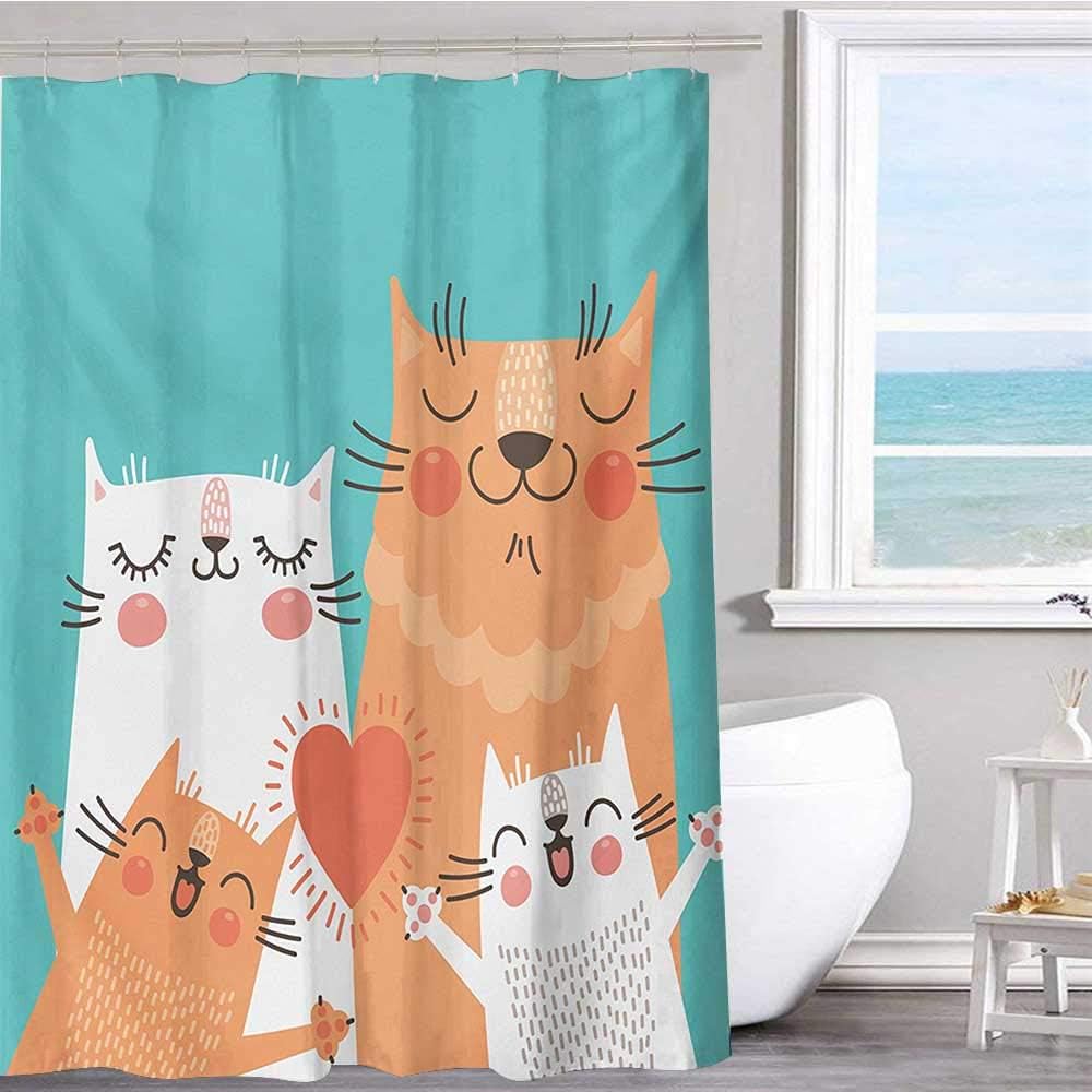 MKOK Cortina de ducha familiar de 137 x 183 cm, divertida, linda pareja