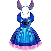 Esvaiy Girls Hawaiian Dress Costume Halloween Blue Princess Mouse Dress with Headband Kids Birthday Party Cosplay Outfit