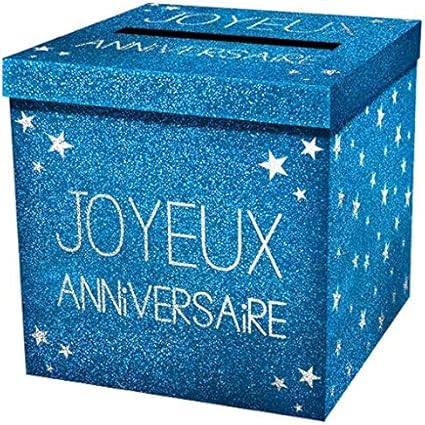 S 1 Urne Joyeux Anniversaire Bleue Pailletee R Urnep00b Tirelire Amazon Fr Cuisine Maison