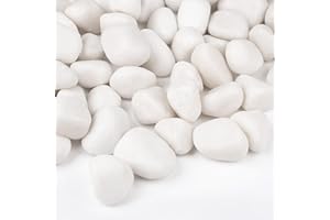 Rahato 15 lbs White Rocks for Landscaping, 1-2 inch Decorative Rocks for Plants Indoor, Large Polished River Rocks for Garden, Outdoor Landscaping, Walkways, Yard, Plants Pots, Vases, Crafts