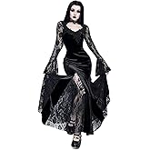 LANSHULAN Gothic Slim Lace Contract Fishtail Long Goth Dress Clothes