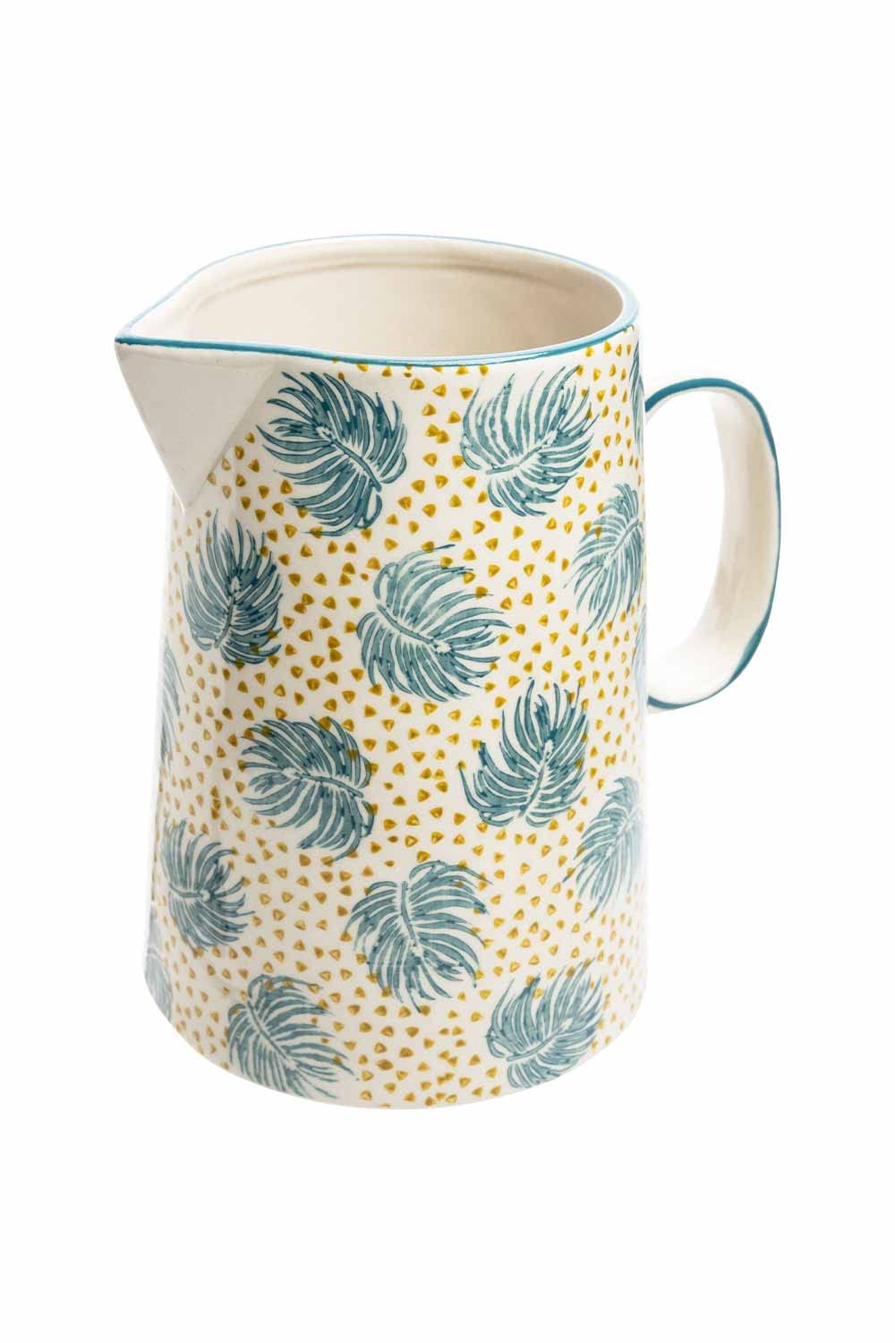 Boho Chic Ceramic Water Jug 17.5 x 13 x 18 cm 1500 ml Blue