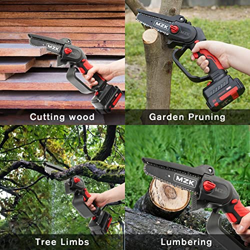 MZK 6 inch Mini Chainsaw, Cordless Chainsaw. Battery Powered Mini