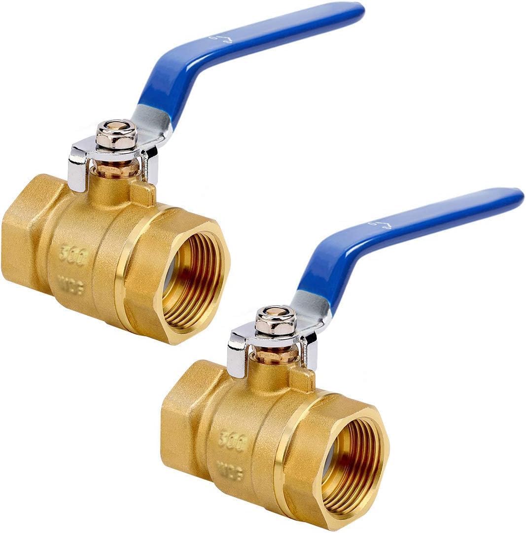 Photo 1 of 1/2" NPT 2PCS Full Port Forged Brass Ball Valve, Full Port Heavy Duty Brass Ball Valve Shut Off Switch for Water and Oil