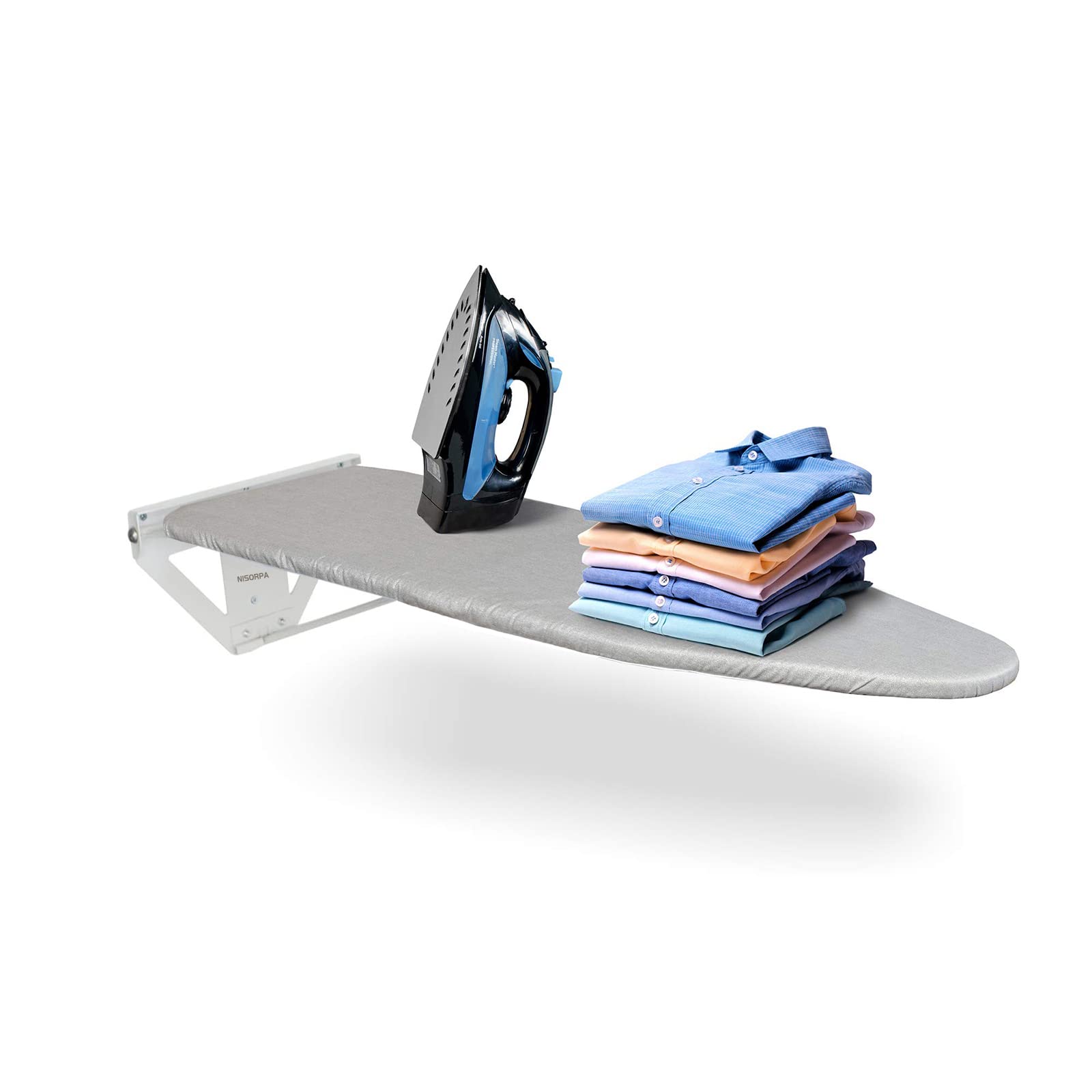 Nisorpa Wall Mounted Ironing Board, Fold Down Ironing Boards with Heat Resistant Cover Compact Mount Ironing Board for Space Saving.